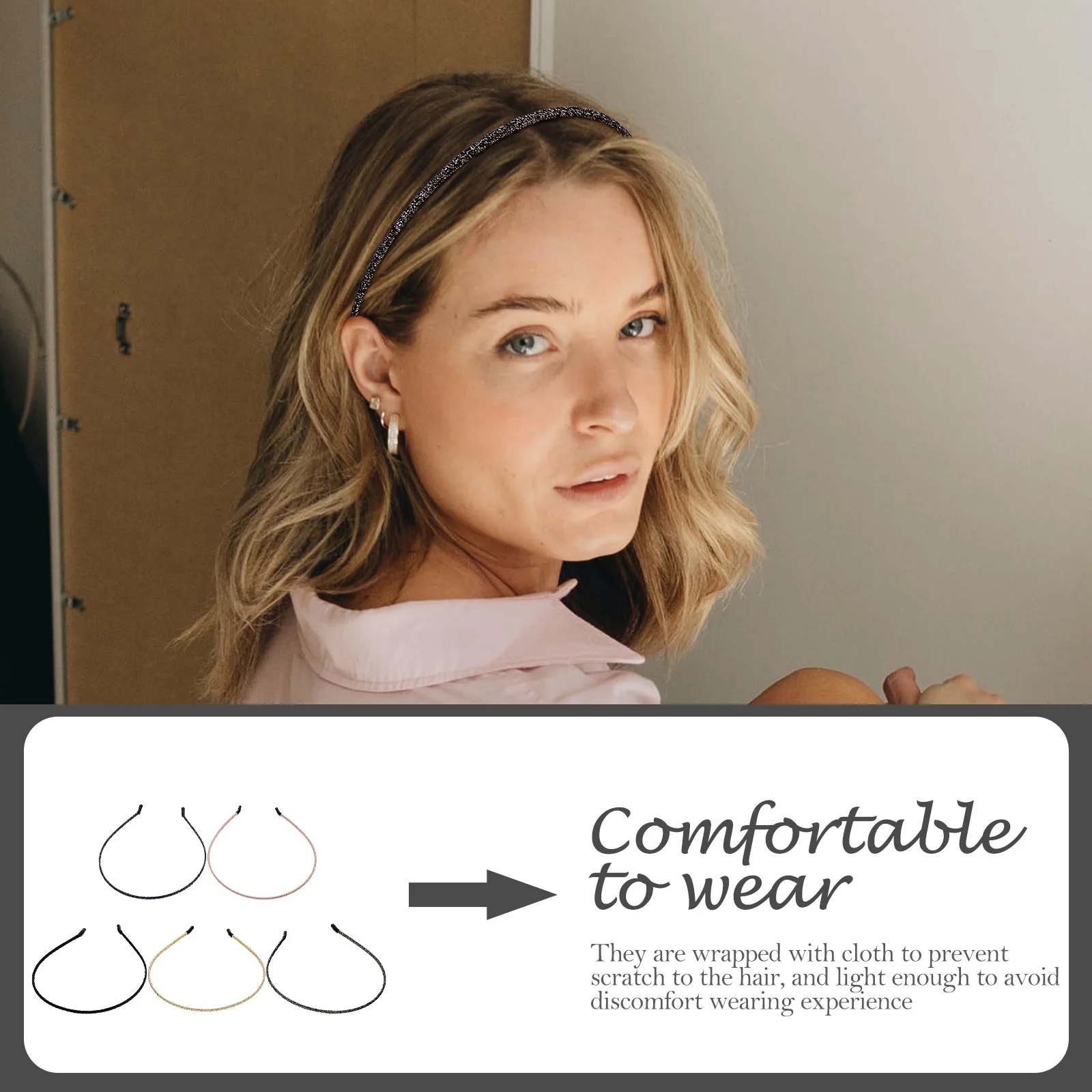 

5 шт., повязки на голову в стиле ретро с тонкой тканью для женщин и девочек, прочная недеформирующаяся застежка для волос для макияжа, мытья лица