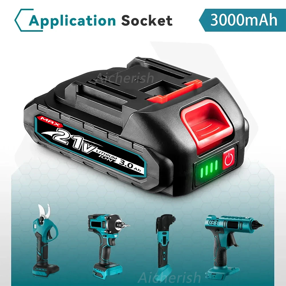 

18V Rechargeable Lithium Ion Battery High Capacity with Battery Indicator For Cordless Electric Power Tool Battery EUPlug