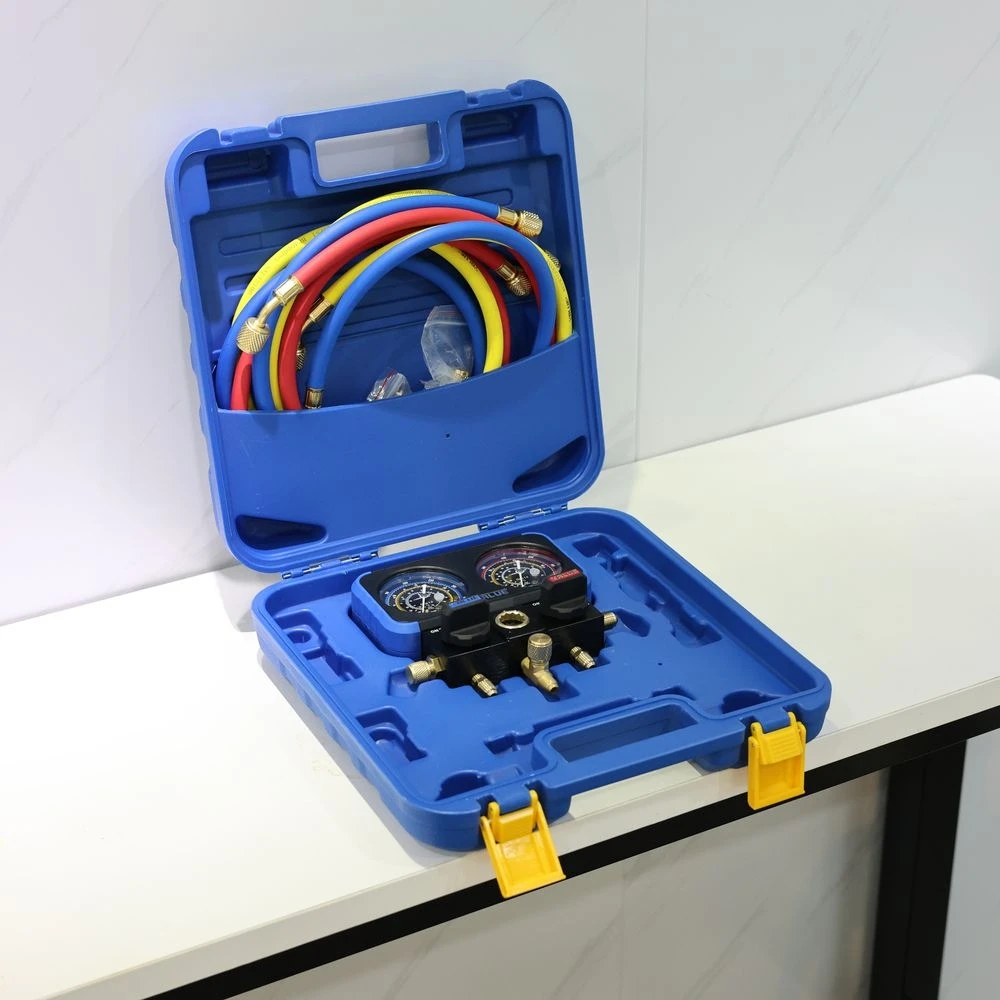 HVAC Manifold Gauge Set VRM2-B-0401 with 1.0 Accuracy & Anti-Collision Design for AC Repair