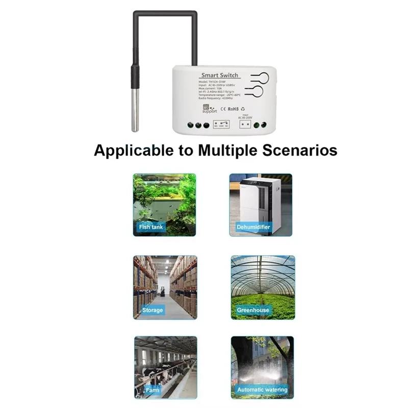 Smart Wifi Temperature Humidity Switch Passive Dry Contact Relay Thermostat Monitor Temperature Sensor A