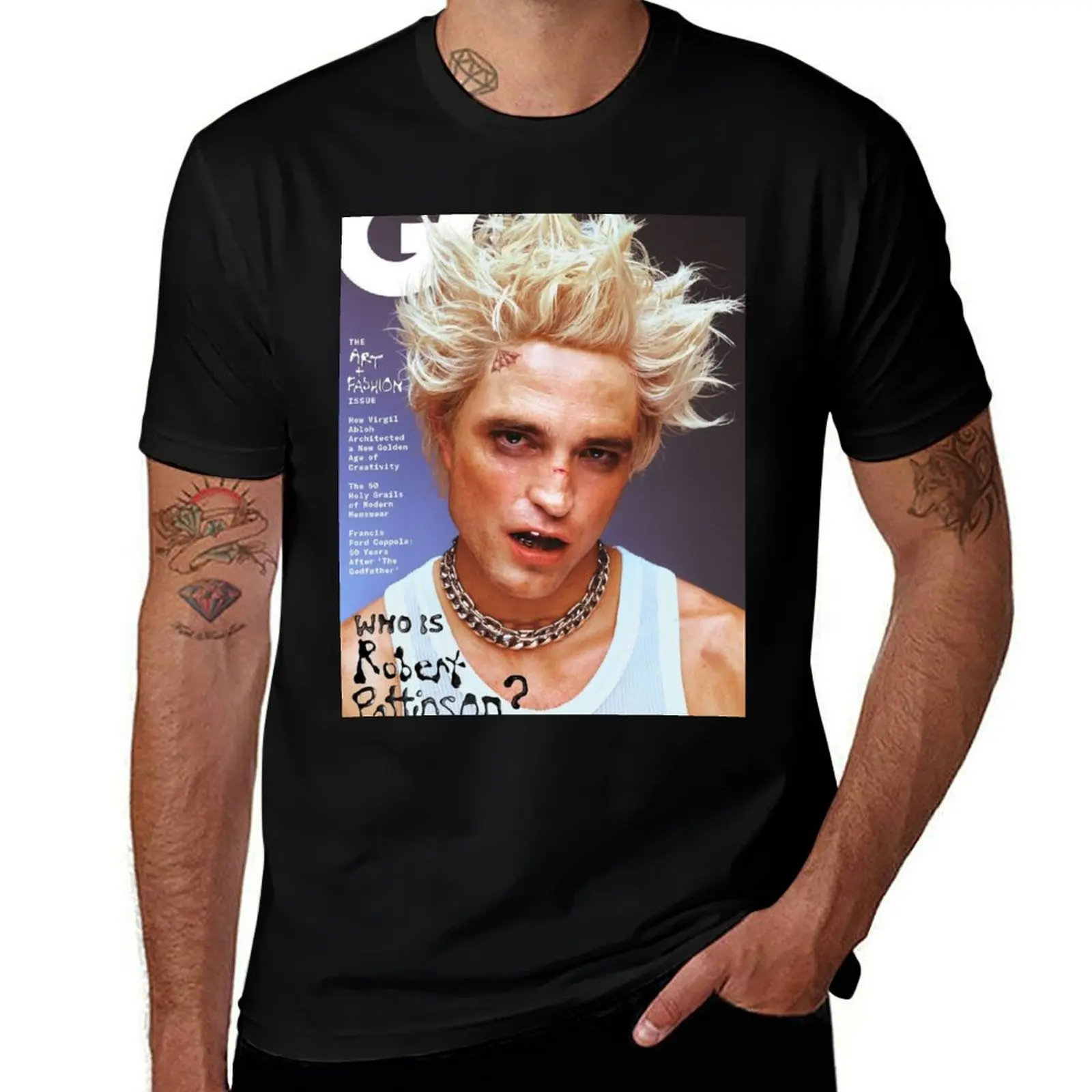 

robert pattinson GQ cover T-Shirt man graphic t shirt man t shirts for men casual T-Shirt