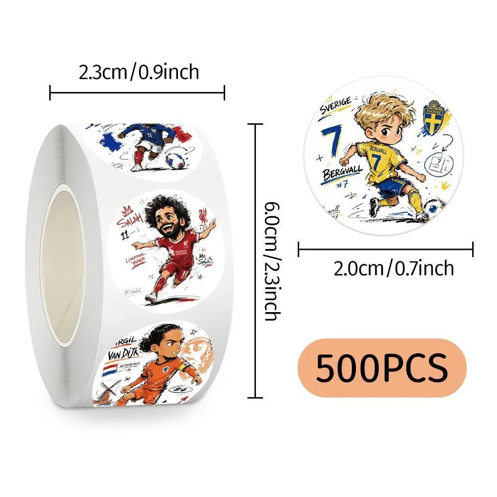 500Pcs/Roll Cartoon Football Star Stickers Soccer Decals For School Reward Stickers  Decoration Encouragement Sticker For Gift image 4
