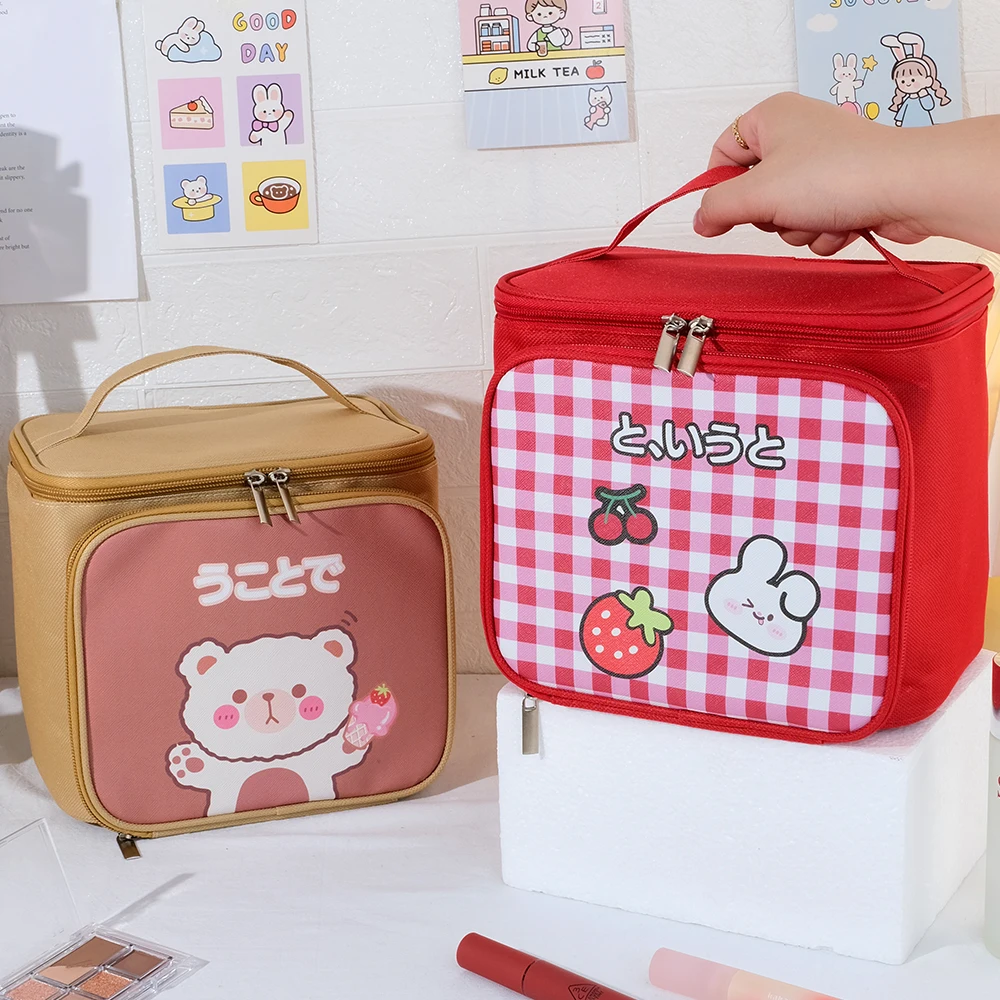 Cartoon Kawaii Makeup Bag Portable Travel Wash Bag Storage Large Toiletry Bag Huge Storage Box Cosmetic Bag Organizer