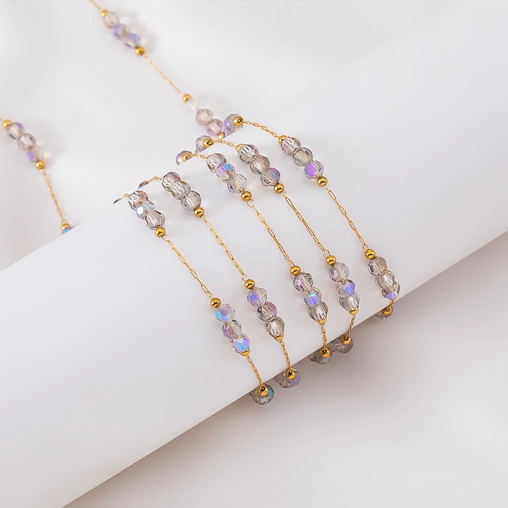 1 미터 스테인레스 스틸 비즈 체인 쥬얼리 만들기 DIY 여성 팔찌 목걸이 쥬얼리 크리스탈 공 페르시 체인 액세서리