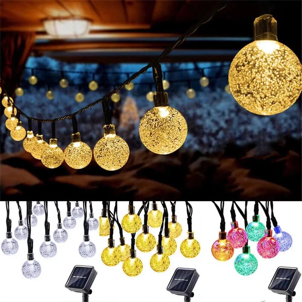 

20/30/50/100/200 LEDs Solar Powered Crystal Ball Fairy String Lights Garden Party Outdoor Solar Lamps