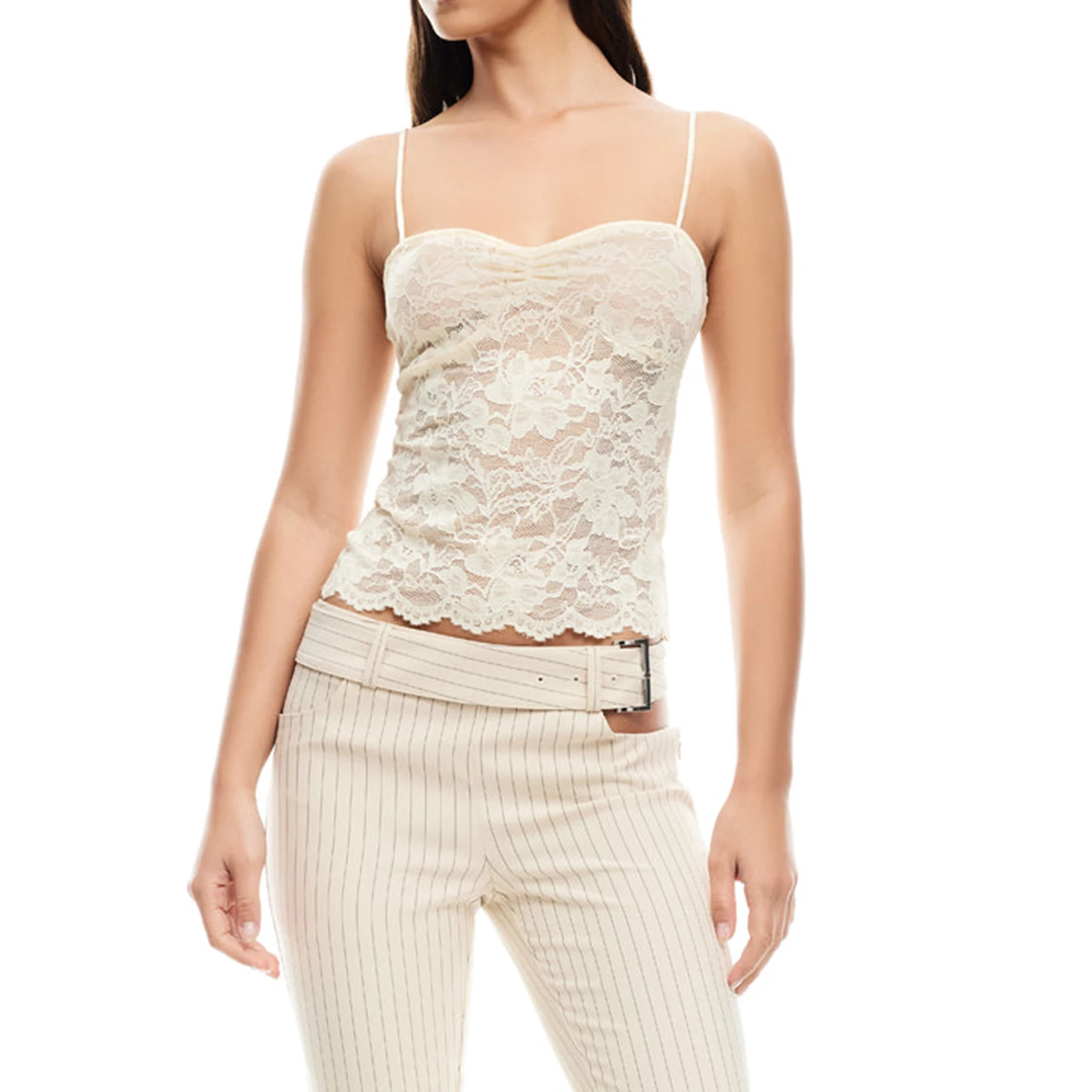 

Женские сексуальные кружевные майки на тонких бретельках, повседневные топы на бретелях, летние топы без рукавов, уличная одежда