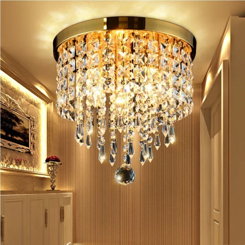 European Style Light Luxury Crystal Lustre Chandelier Living  Bedroom E27  Ceiling Lamp Fixtures Home Decor