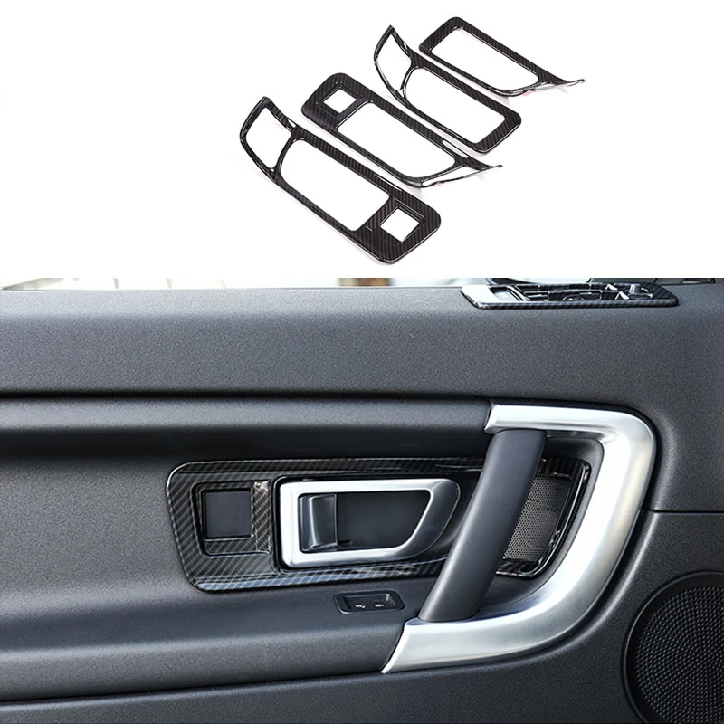 ABS carbon fiber Inner Door Handle Frame Cover Trim Interior Decoration For Land Rover Discovery Sport 2015-2019 Car Styling