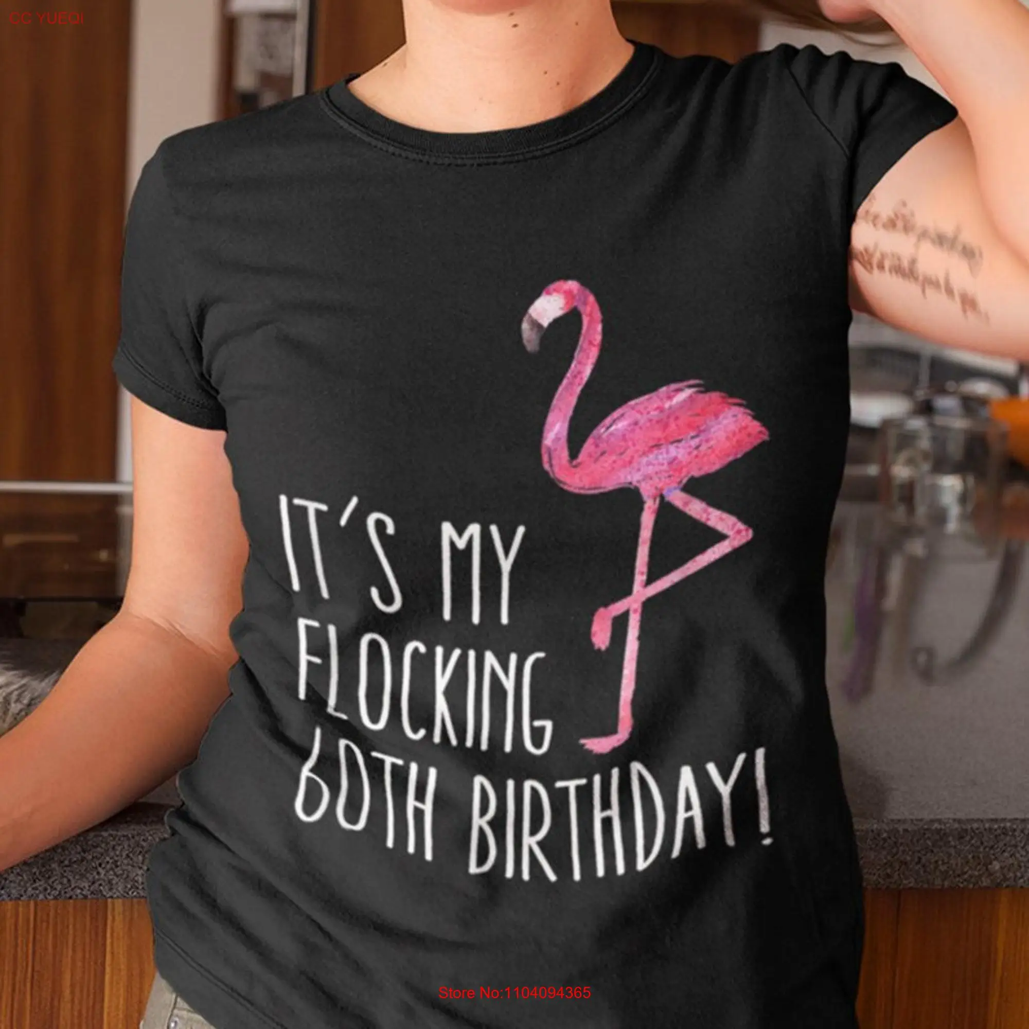 60 and Still Flocking Fabulous Funny Pink Flamingo 60th Birthday T Shirt gift long or short sleeves