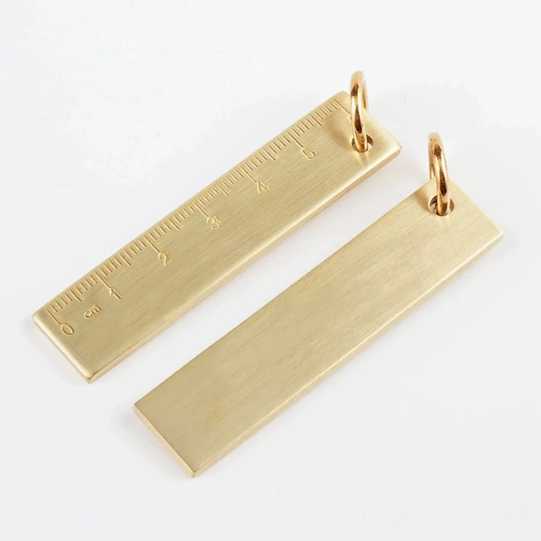 Key Ring Ruler Thickened Hardware Gift Keychain Copper Metal Ruler Portable Brass Ruler Keychain For Gifts Measuring Tool