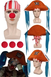 Anime Live Action TV One Piece Buggy Cosplay Fantasy Pirate Cap Hat Scarf Headband Accessory Halloween Carnival Party Clothes