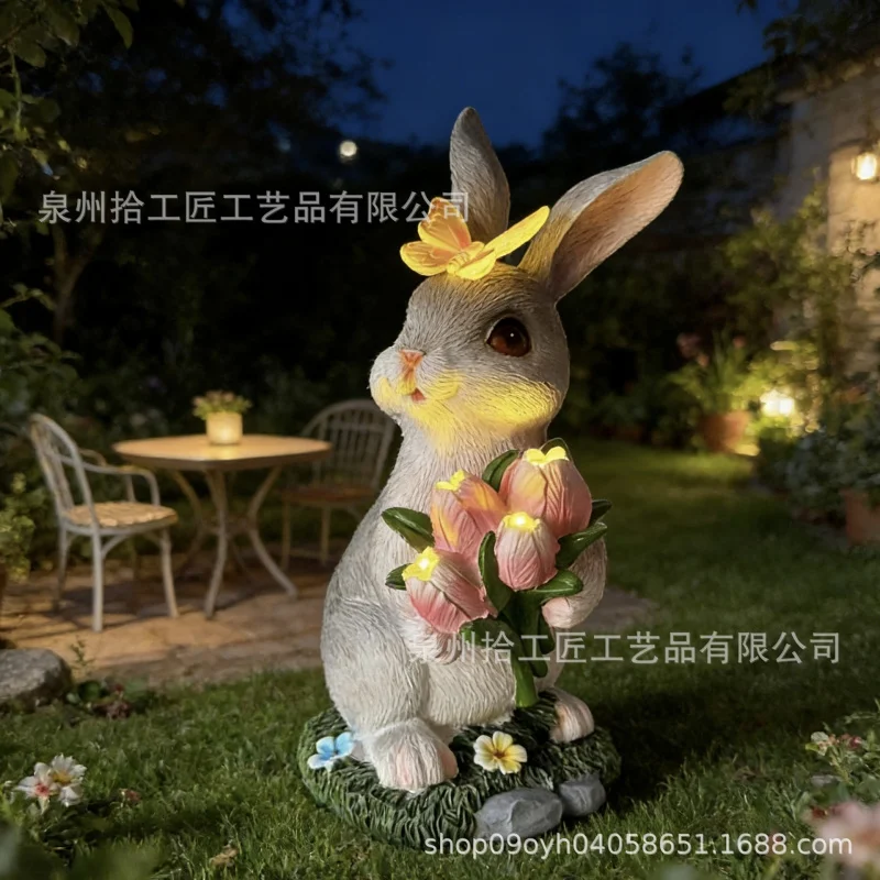 Outdoor decorative garden rabbit ornament Simulated Animal Garden Sculptures, Craft Items, Miniature Landscape Decorations Easte