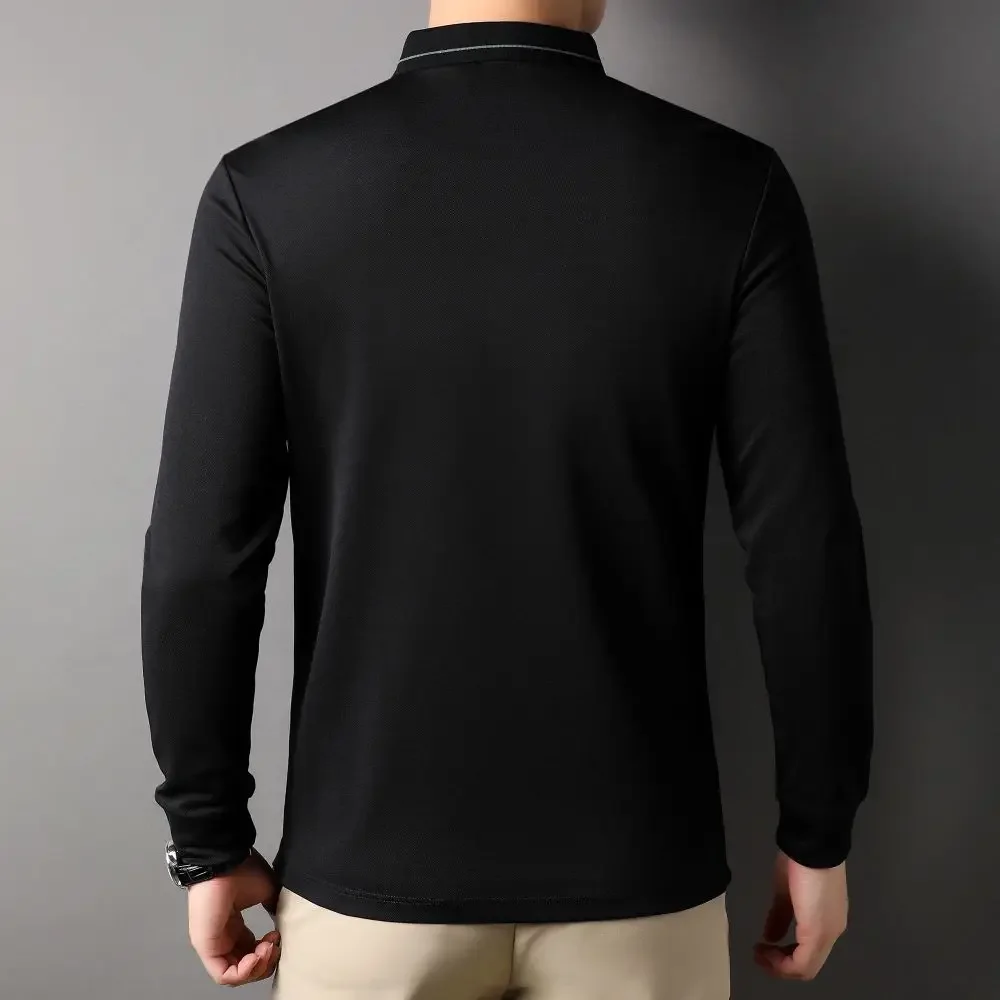 Spring And Autumn New Long-Sleeved T-Shirt Men's Pocket Casual Top Bottomed Polo-Shirt Thin Neckline Contrast R5015