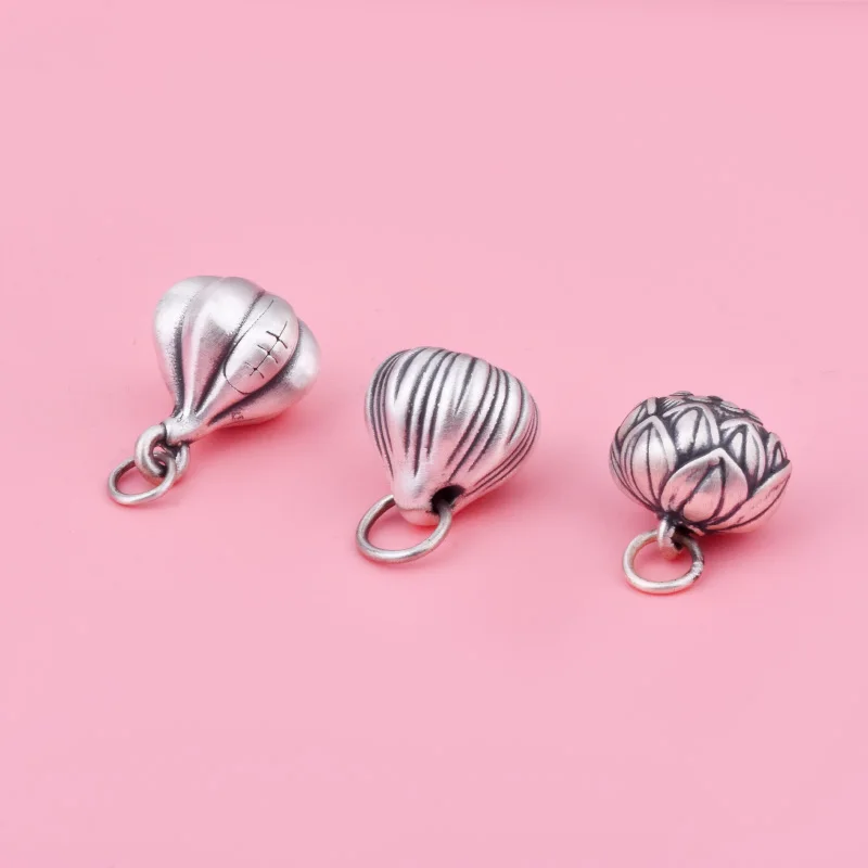 

Foot Silver 999 Pendant Garlic Win Garlic in grip retro pompadour pumpkin pendant woven hand rope diy silver accessories