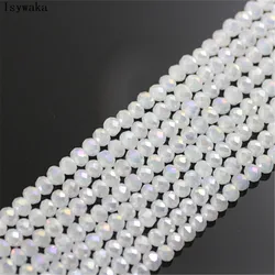 Isywaka Solid white ab Color 170pcs 2mm Rondelle Austria faceted Crystal Glass Beads Loose Spacer Round Bead for Jewelry Making