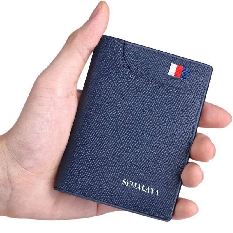 Card Holder Male Leather Vertical Ultra-Thin Card Holder Business Card Holder Holder Driver’s License Leather short Wallet