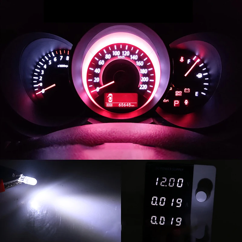 10Pcs T5 LED Super Bright Cob Lights Wedge Dashboard Gauge Car Warning Indicator Instrument Cluster Lamp