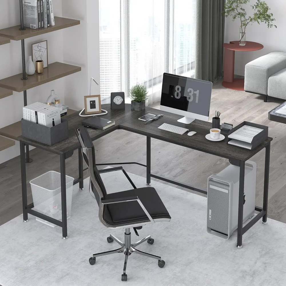 Escritorio para juegos en forma de L, escritorio para computadora de 66 esquinas para oficina en casa, mesa para juegos, estudio, escritura, estación de trabajo, adecuado para espacios pequeños