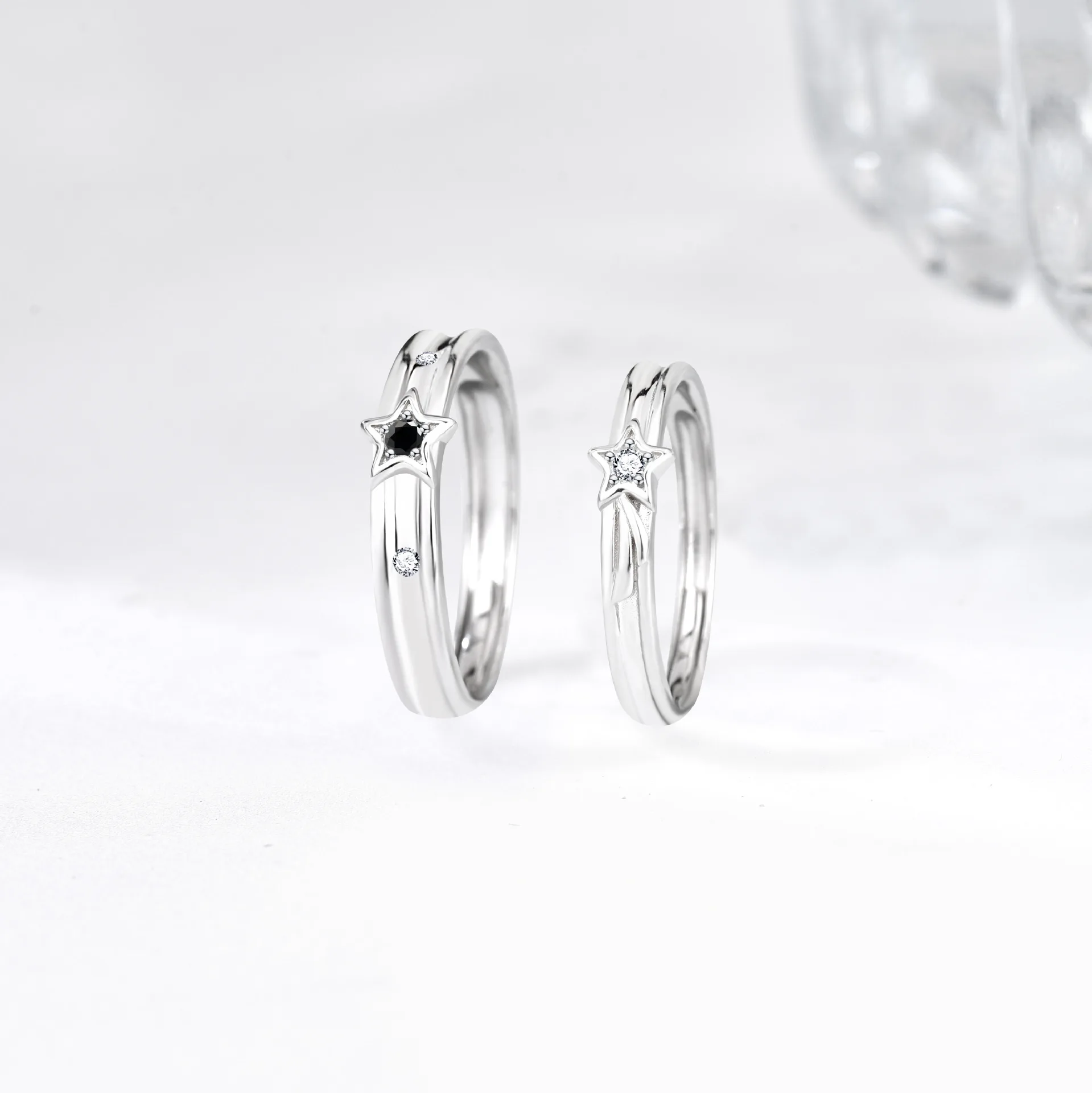 

New Galaxy Lovers Pair Ring S925 Sterling Silver Couple Ring Niche Design Sense Men's and Women's Finger Rings High Jewelry Acce