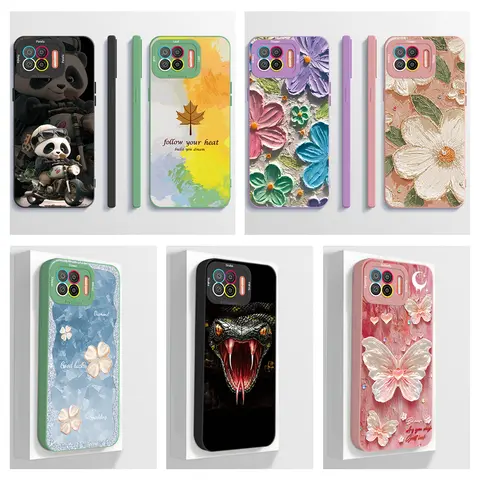 For OPPO F17 Pro Case Oppo A93 A73 4G Reno 4 lite Reno 4F Phone Case Cute Panda Liquid Silicone Full Protection Back Cover Funda