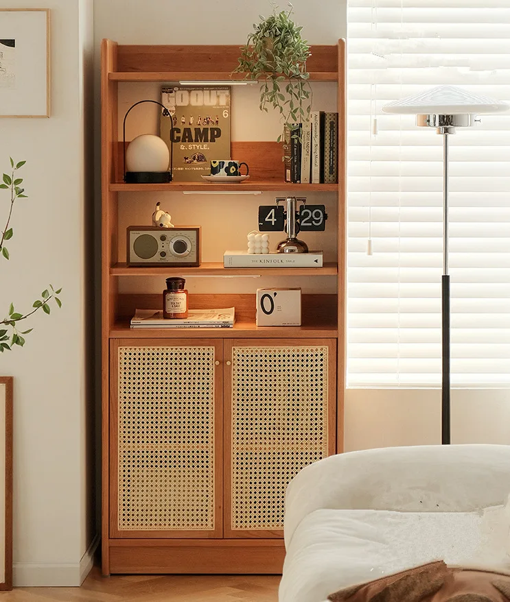 Wohnzimmer Bücherregal Rattan Lagerregal Display Regal einfaches Spind