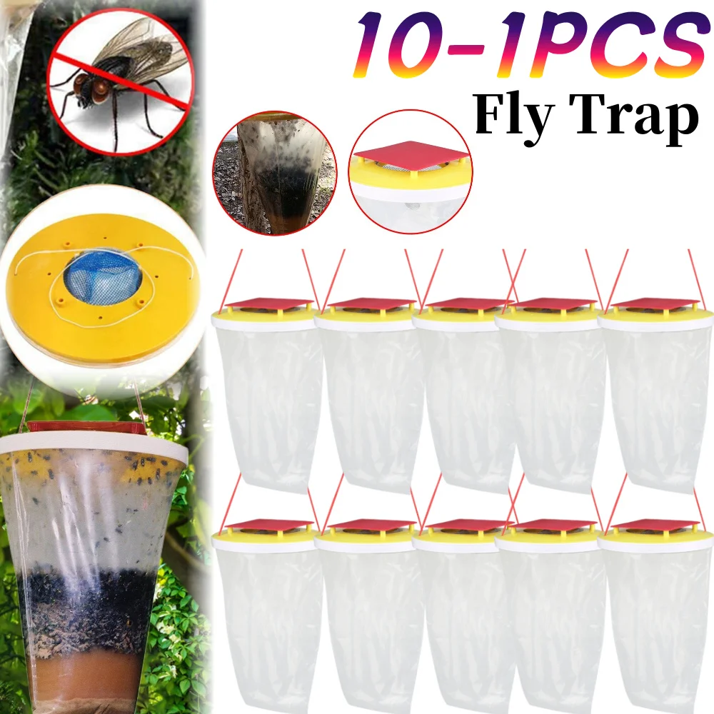 Trampa para moscas, bolsa desechable para atrapar moscas, bolsa para señuelos con moscas no tóxica con cebo para parques/caninas/restaurantes/granjas al aire libre