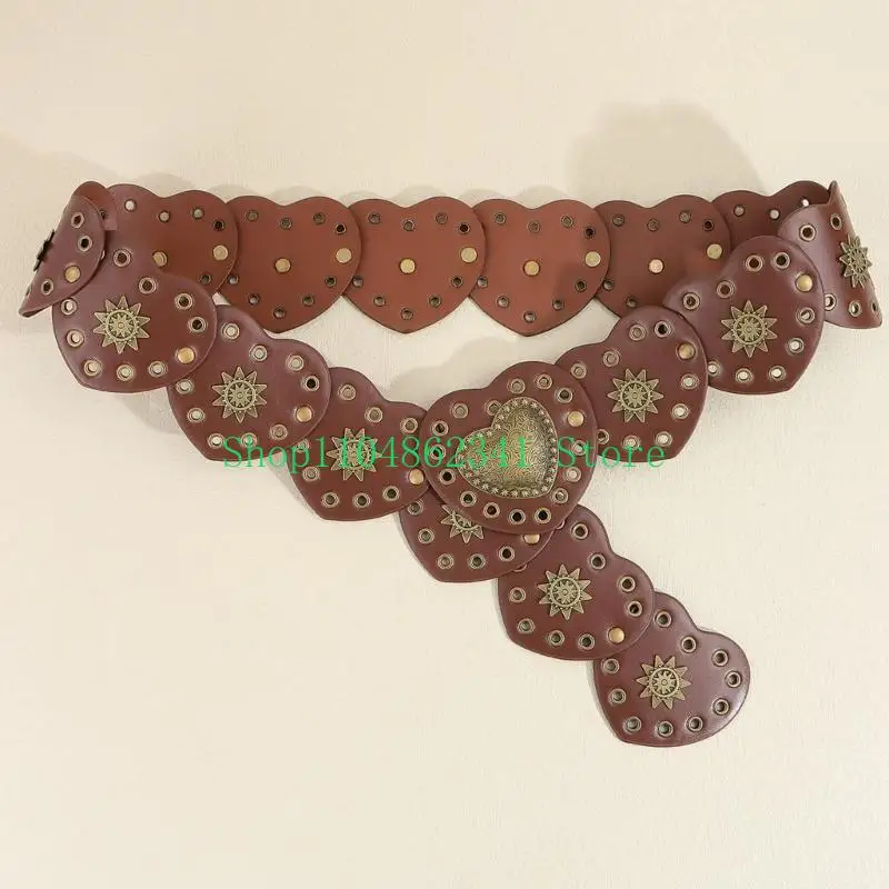 5ASD إبداع القلب الإبزيم حزام حزام قابل للتعديل بو الفتاة جينز تنورة معطف