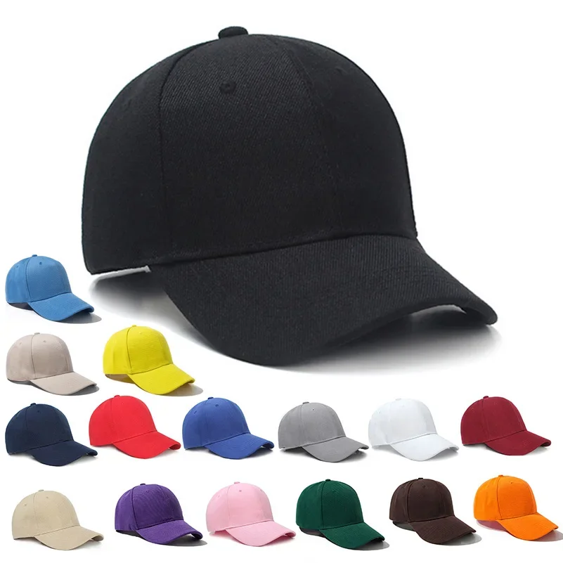 

Summer Adult Unisex Simple Woman Black Adjustable Baseball Cap White Dad Hip hop Hats for Men 16 colors