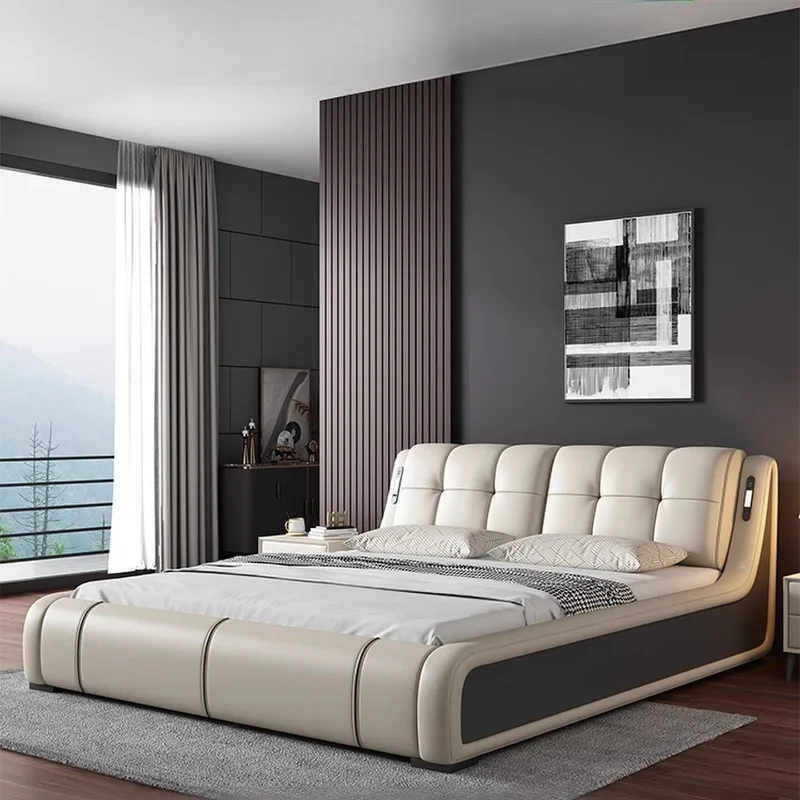 

Minimalist Queen Bed Upholstered Frames Design Complete Bedroom Bed Modern Luxury European Meubles De Chambre Home Furniture