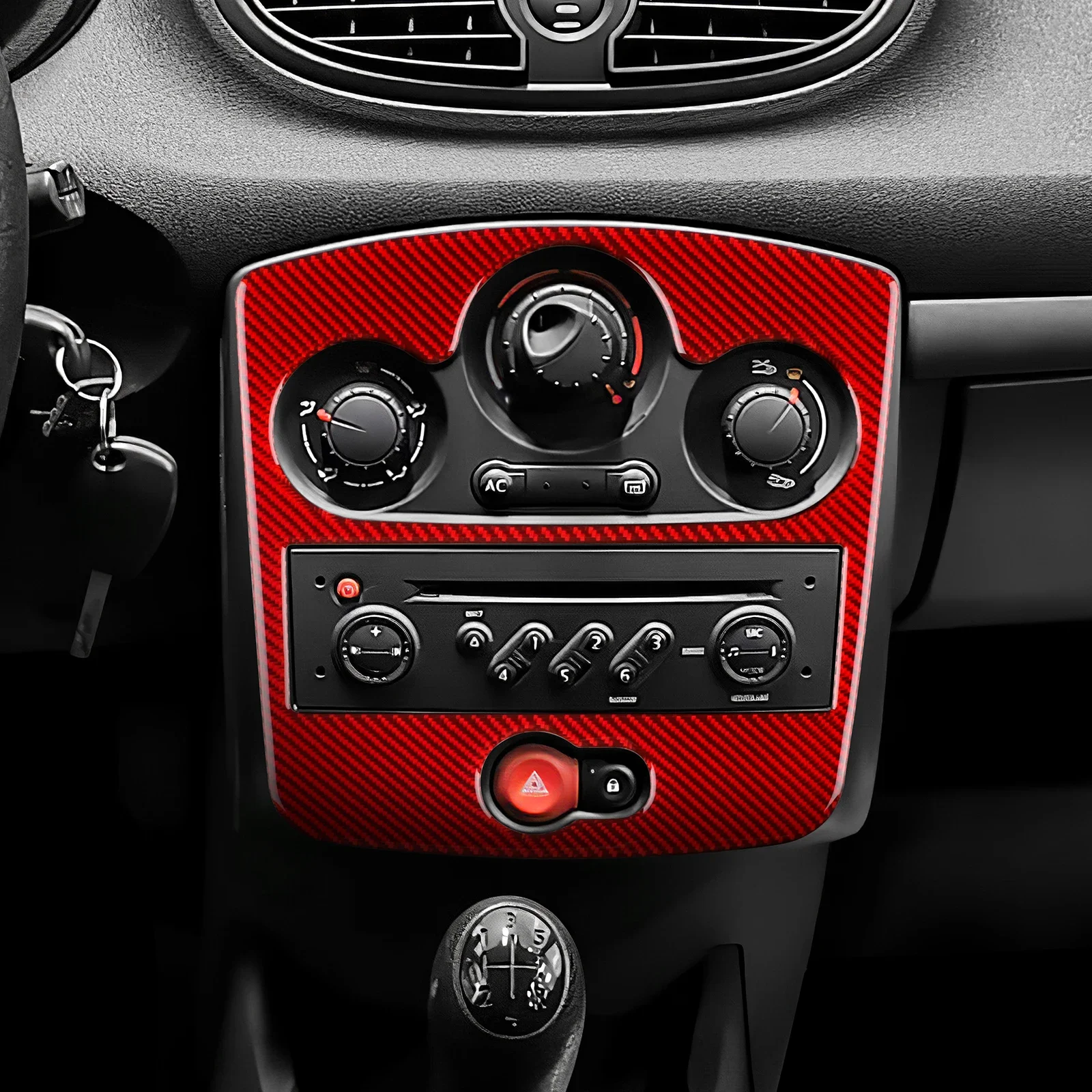 

Car Dashboard CD AC Panel Cover Real 3D Soft Carbon Fiber Sticker for Renault Clio 3 2006-2012 LHD RHD Interior Upgrade Kit