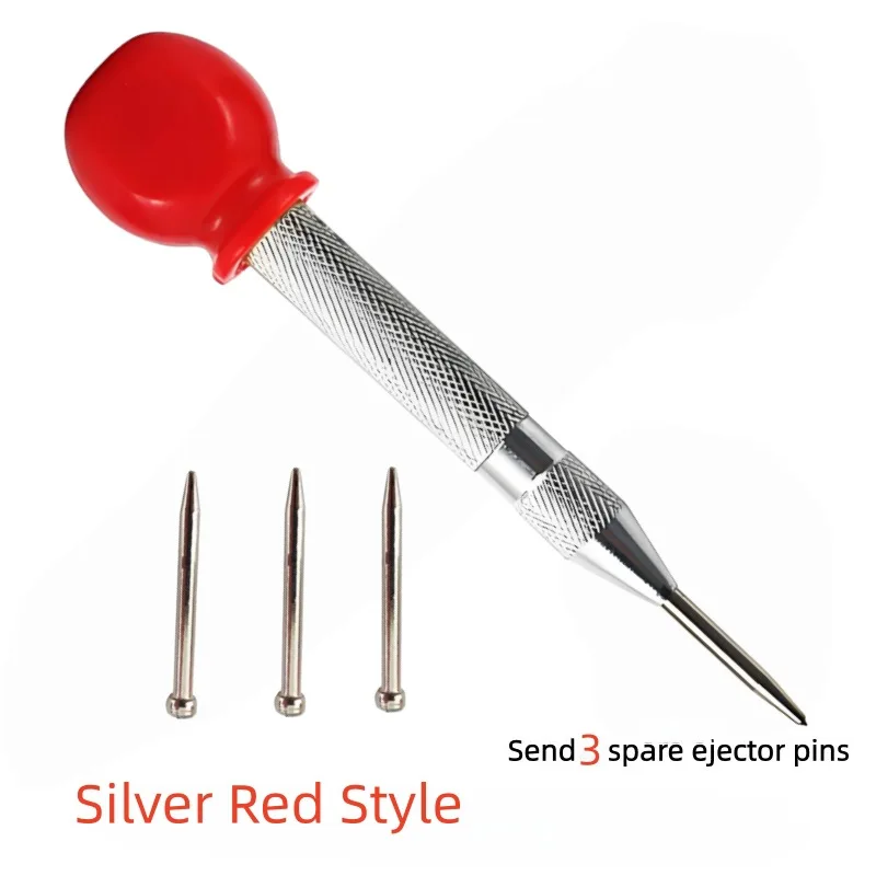 Punzón central automático de resorte plateado, rompevidrios, perforador de ventanas, punzón para ojales