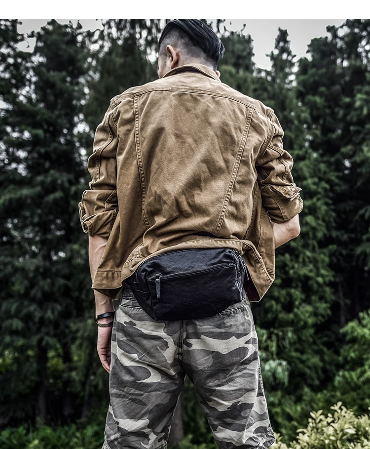 

outdoor travel luxury vegetable tanning cowhide men black chest bag fashion casual designer genuine leather crossbody bag