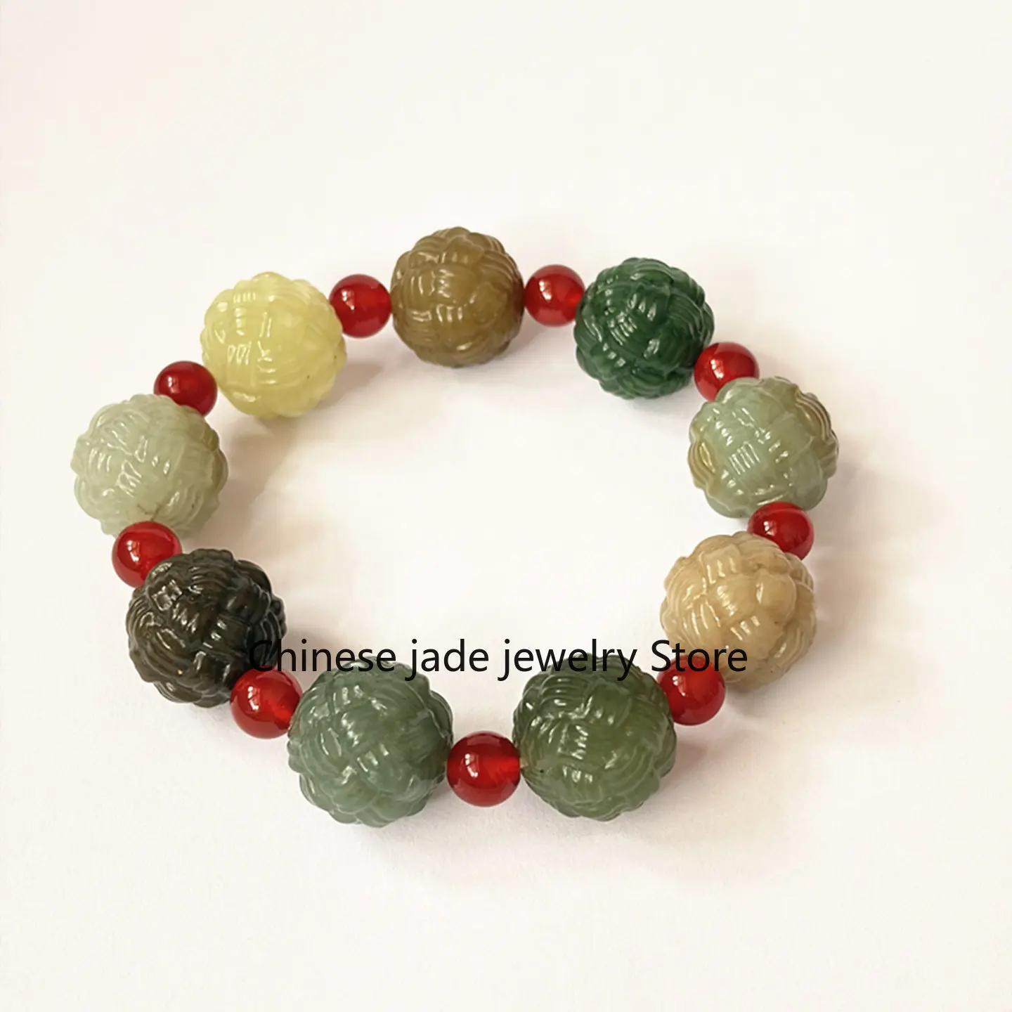 Hetian jade Duobao hydrangea bracelet, natural genuine jade bracelet 18mm men's and women's jade bracelet diversity delivery