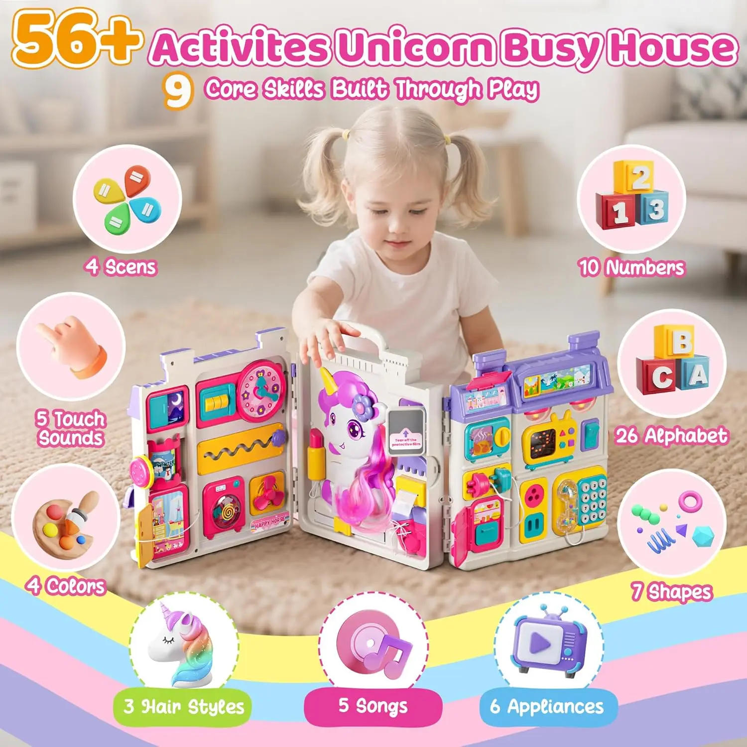 Juguetes Montessori para niños de 1 año, más de 56 actividades, casa, juguete de aprendizaje para niños pequeños de 1, 2 y 3 años, regalos de primer cumpleaños para niñas y niños