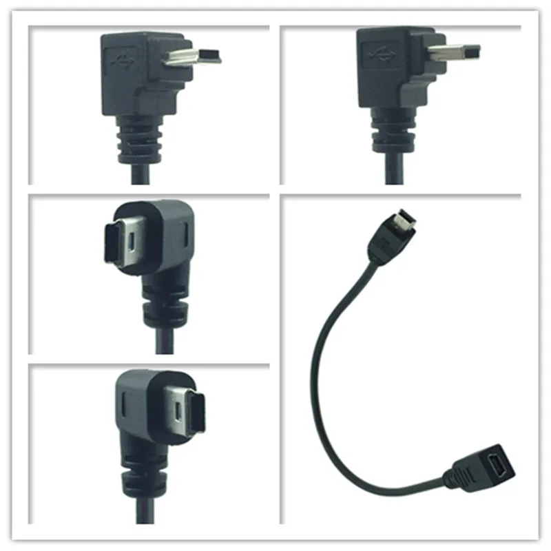 Mini USB Extension Cable 90 Degree UP&Down&Left&Right Angle 5pin Male to Female Cord Adapter 0.25m