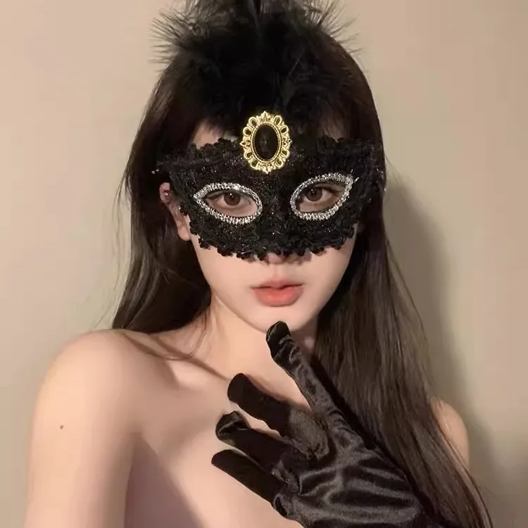 Vrouwen Sexy Kant Holle Gezichtsmasker Zwart Mystique Bloem Kwastje Prom Party Props Half Gezicht Oogmasker Meisje Maskerade Cosplay Masker