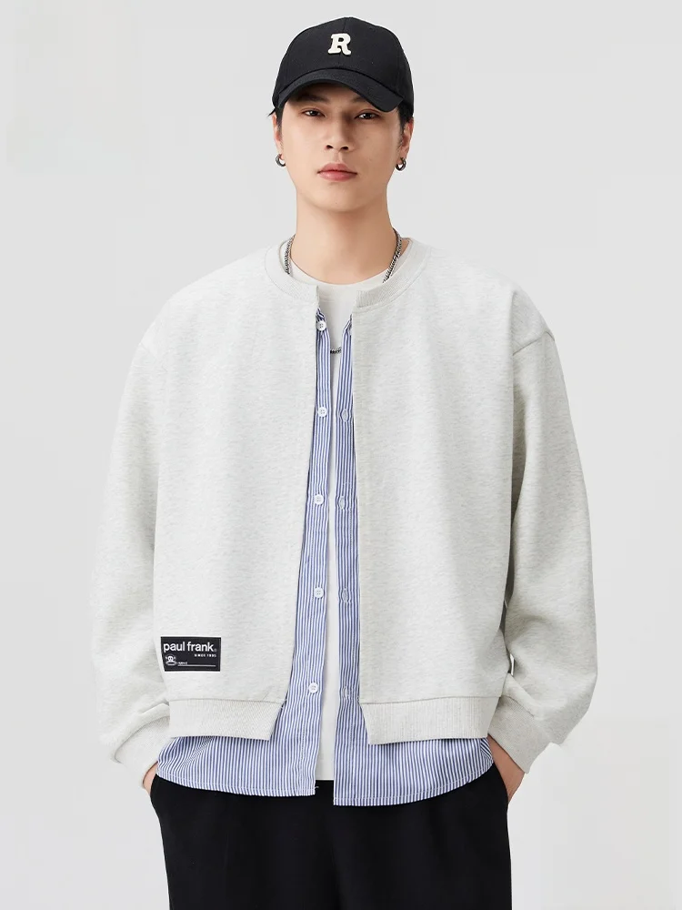 

PaulFrank Loose Fit Spring Autumn Men's Sweatirt Casual Open Cardigan Jaet Fake Two-Piece Polyester Comfortable Long S...