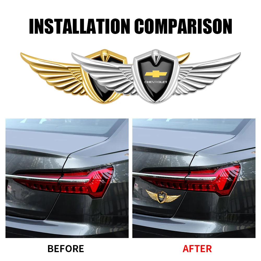 1/2pcs 3D Metal Car Wings Badge Body Stickers Logo Auto Accessories For Chevrolet Cruze Captiva Trax Malibu Tahoe Equinox Impala