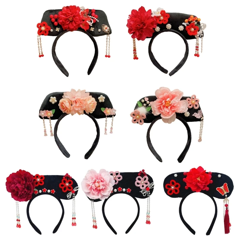 Girl Fun Hairbands Chinese Princess for Photo Studio Photo Flower Headwear Traditional Costume Headwear Qitou