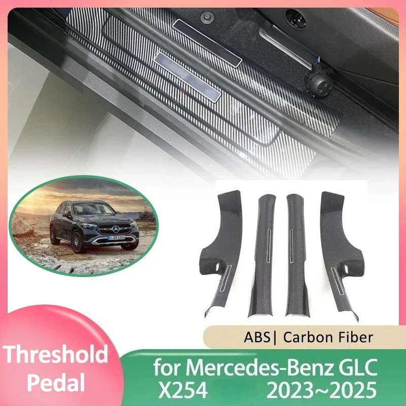 

Door Sill Scuff Plate for Mercedes-Benz GLC X254 2023~2025 ABS Welcome Pedal Threshold Guards Cover Sticker Part Accessories
