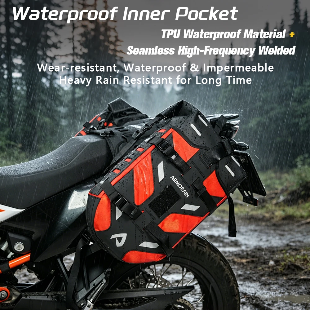 Motorcycle Saddle Bags Waterproof Side Luggage Bags 40L Lightweight Motorcycle Side Panniers for Cross Country Riding Toolkit image 2