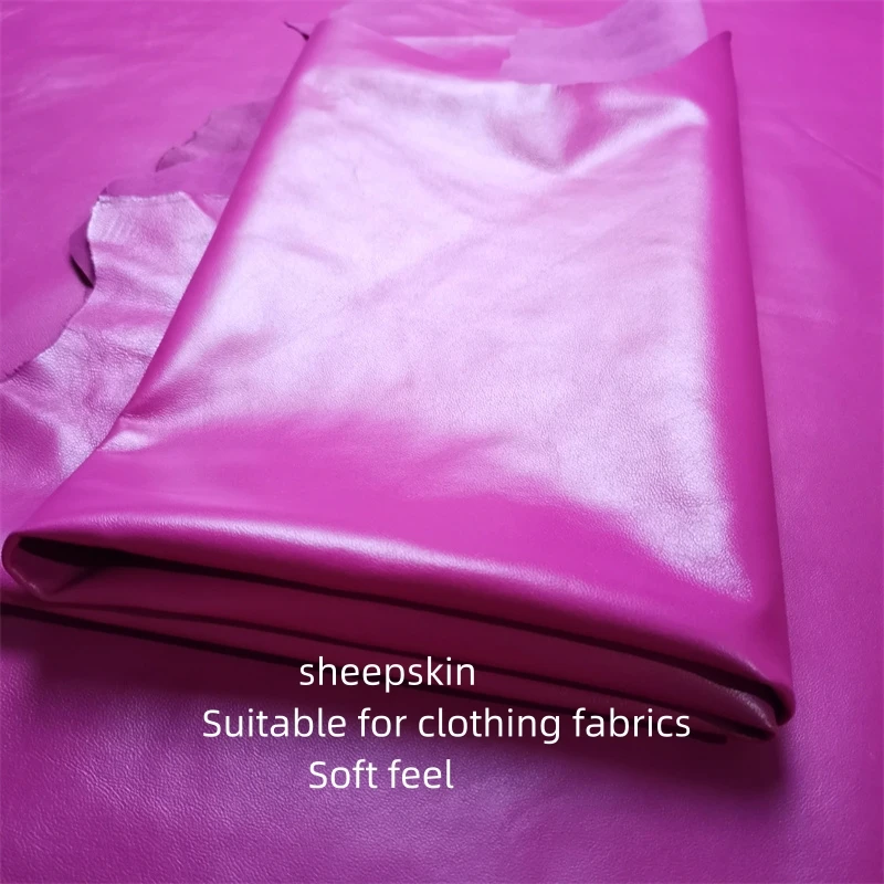 0.5mm Rose Red Sheepskin. First Layer Leather. Real Leather Fabric. Materials For Clothes. Leather Mending. Whole Sheepskin