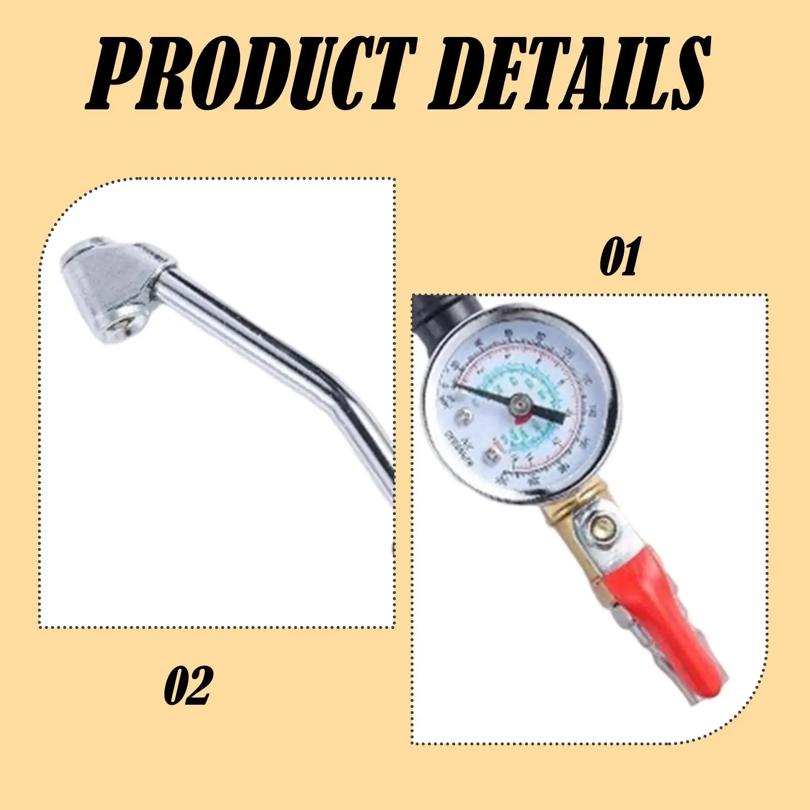 Medidor de inflado de presión de neumáticos de aire Bomba de aire resistente 220 PSI (16 barras) de alta resistencia