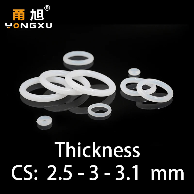 O-ring thickness 2.5/3/3.1mm CS silicone VMQ sealing high temperature resistant gasket rubber ring complete in specifications