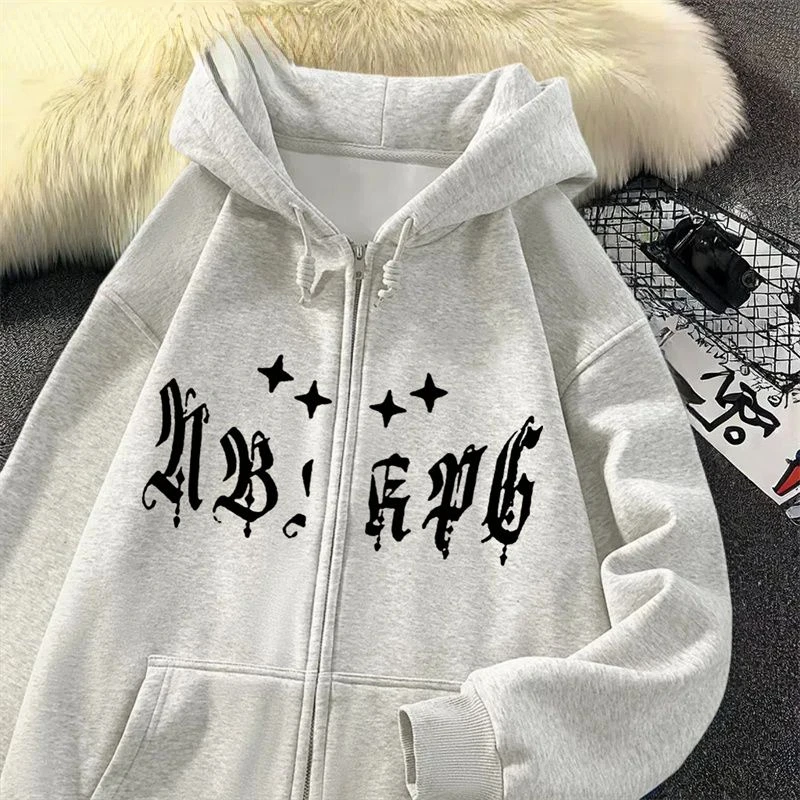 High Street Tide Navy Hooded Sweater Men Women Autumn and Winter New Hip Hop Letters Embroidered Cardigan Zipper Couple Jacket