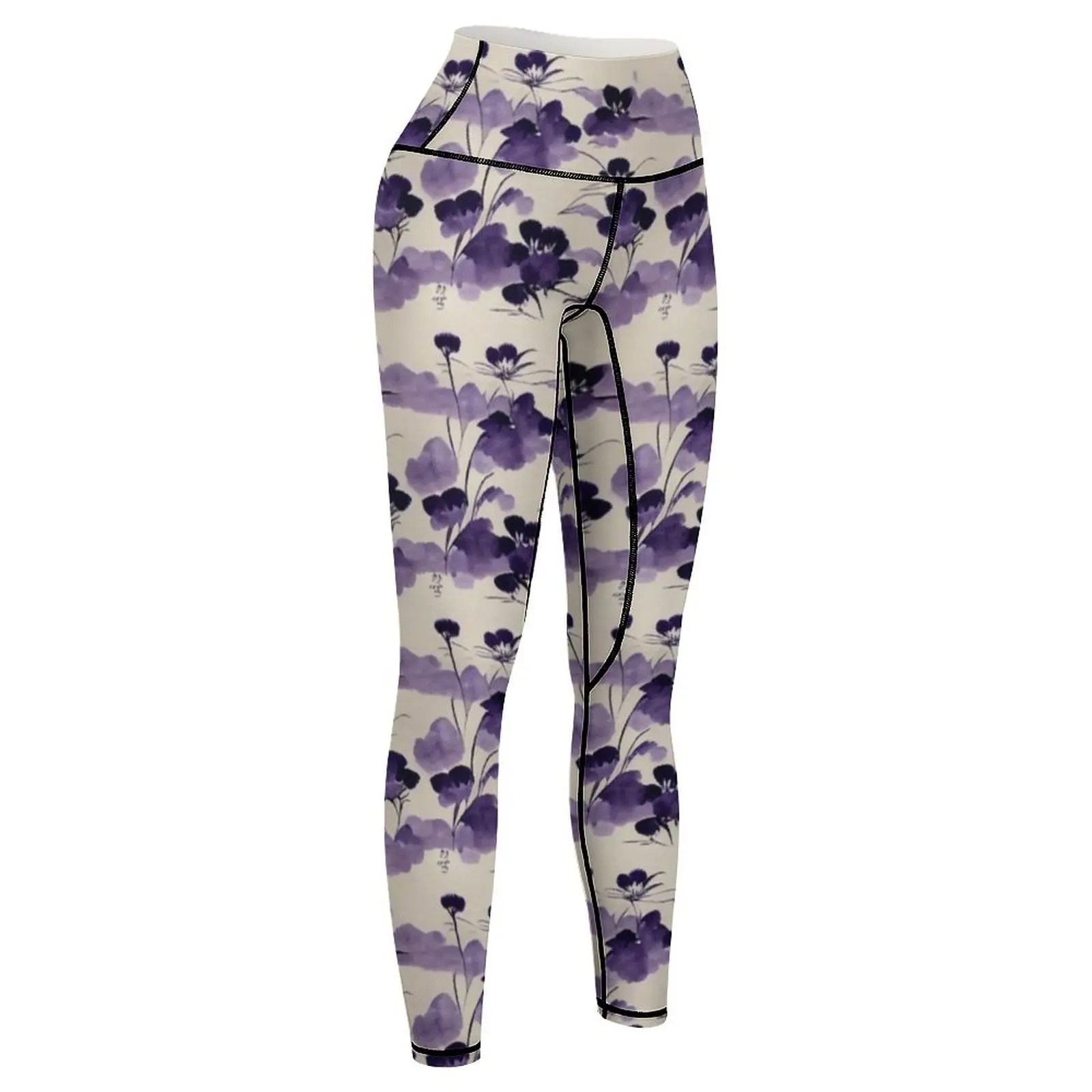 Purple Violets Pattern Leggings Sweatpants active wear Women sports Womens Leggings