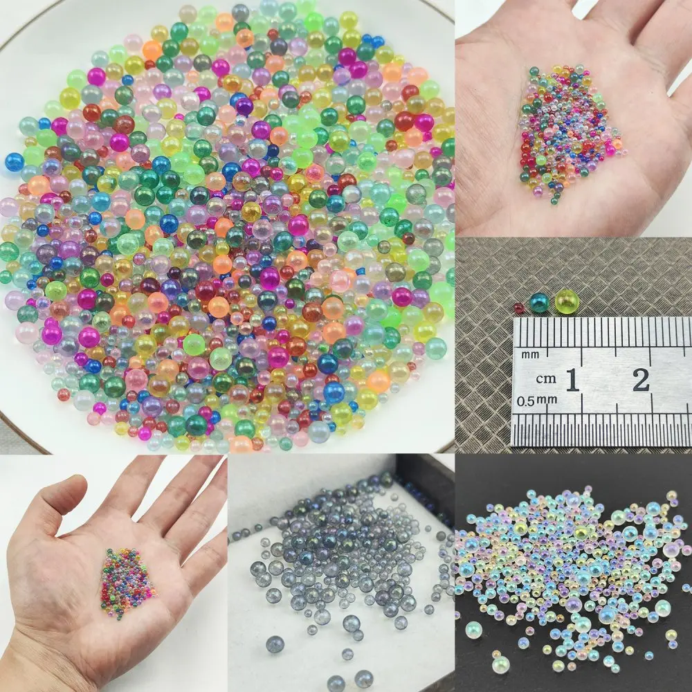 Mini Glass Beads for DIY Jewelry Making, 16 Colorful Mixed Water Bubble Beads, No Hole