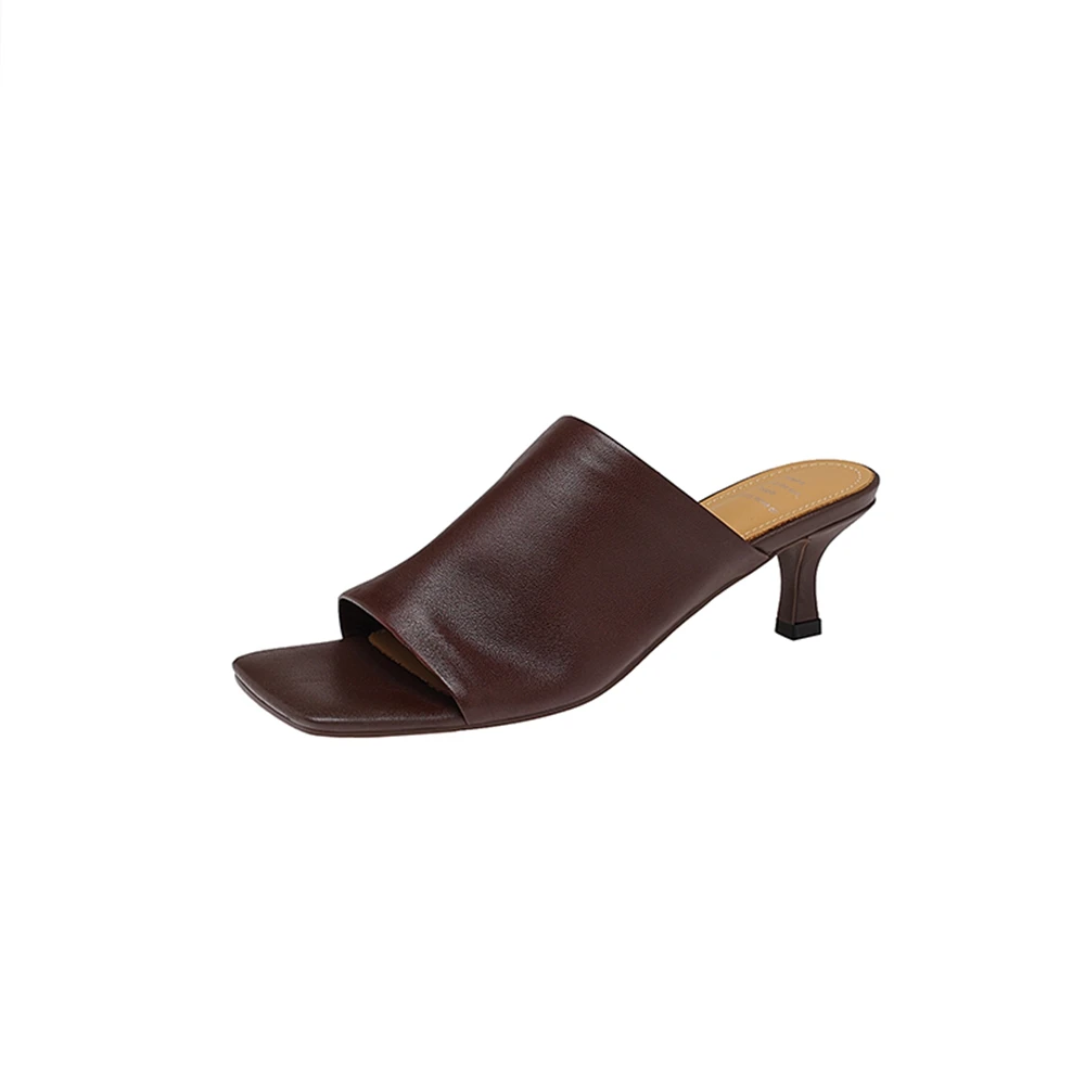 Women Fashionable Open Toed Summer Slim Heel Square Toe High Heels Sexy Dress Party Sandals Casual Comfortable Slippers 82518 view 3