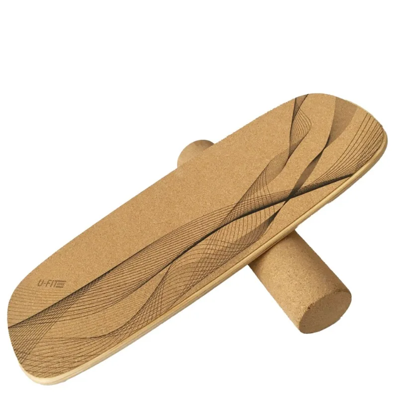 

Balance Board Wooden Board Ski Yoga Training Cork Roller Multifunctional