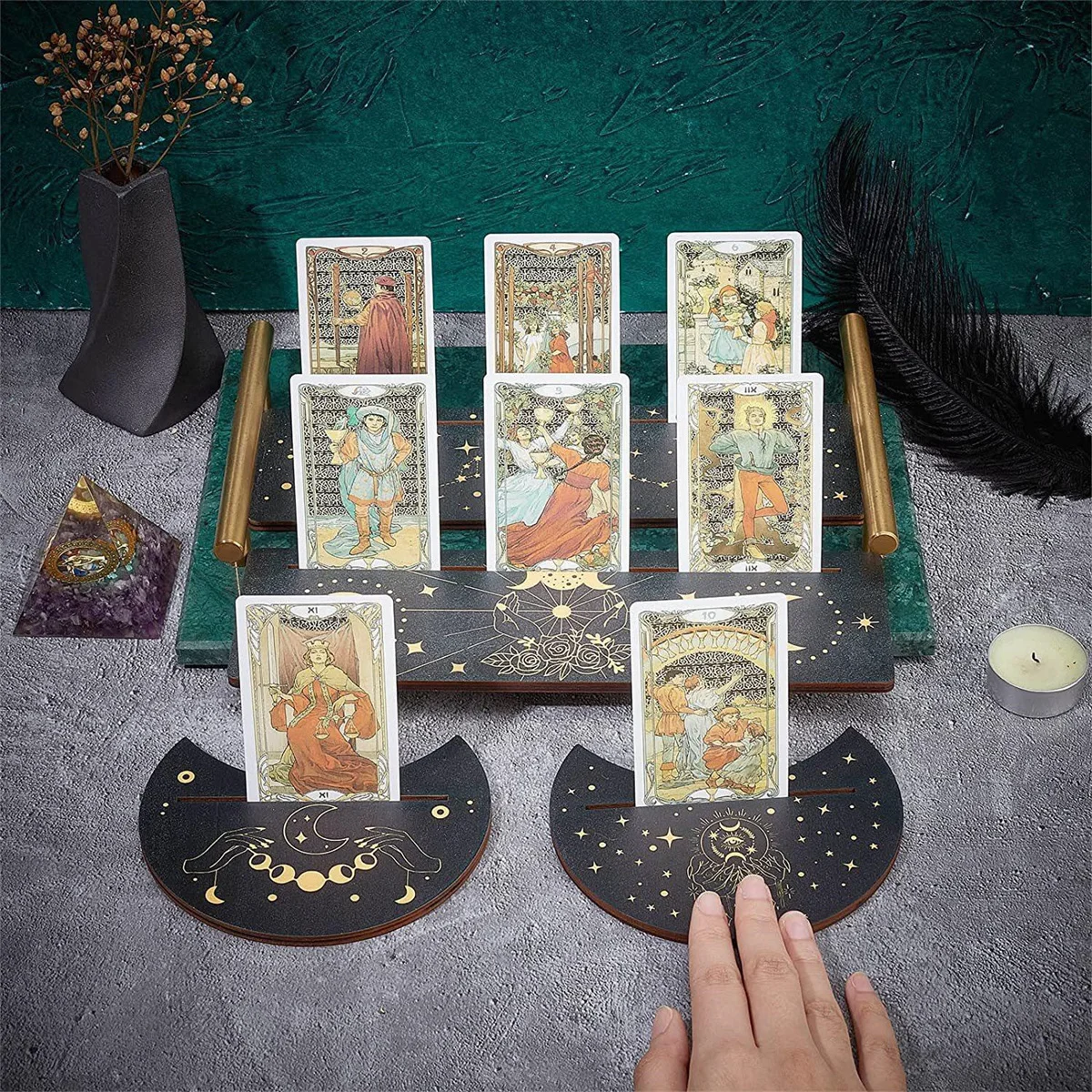 Wooden Tarot Card Display Card Base Stable Durable Tarot Card Stand Holder Gifts for Enthusiast Divination Game Accessories